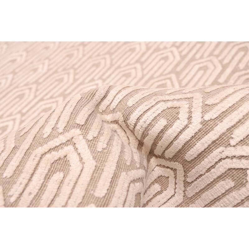 ECARPETGALLERY Hand Loomed Elysian Ivory, Taupe Rug - 7'9 x 9'10