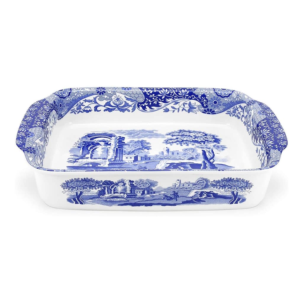 Spode Blue Italian Large Rectangular Handled Dish