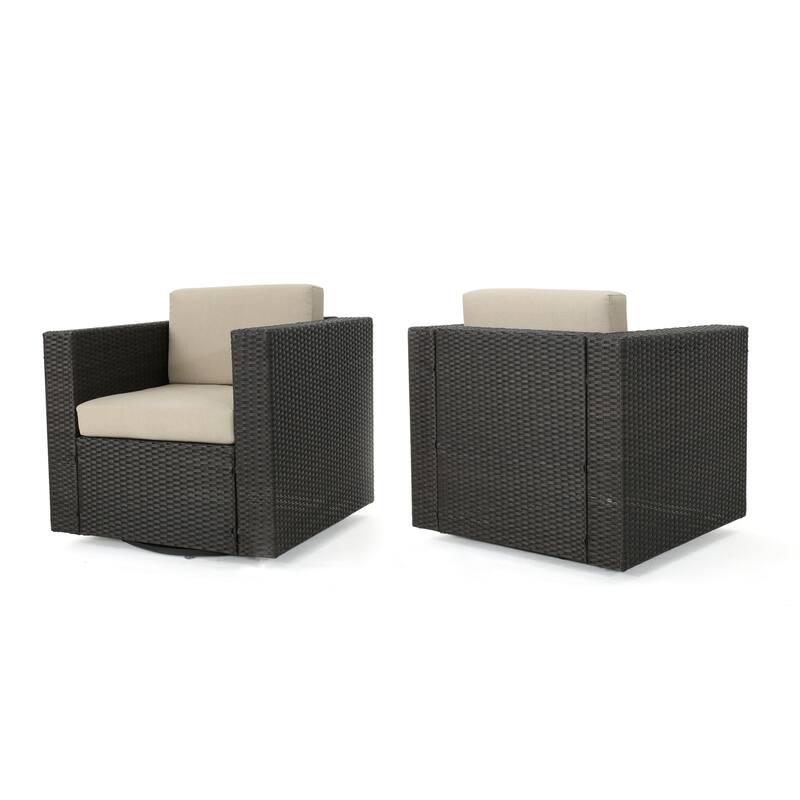 Puerta Outdoor Cushioned Swivel Club Chair (Set of 2) by Christopher Knight Home