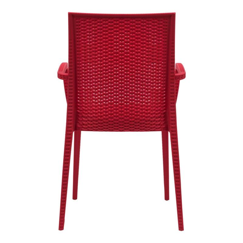 Mace Modern Textured Woven Style Outdoor Stackable Dining Arm Chair with UV Resistant for Patio or Garden Set of 4