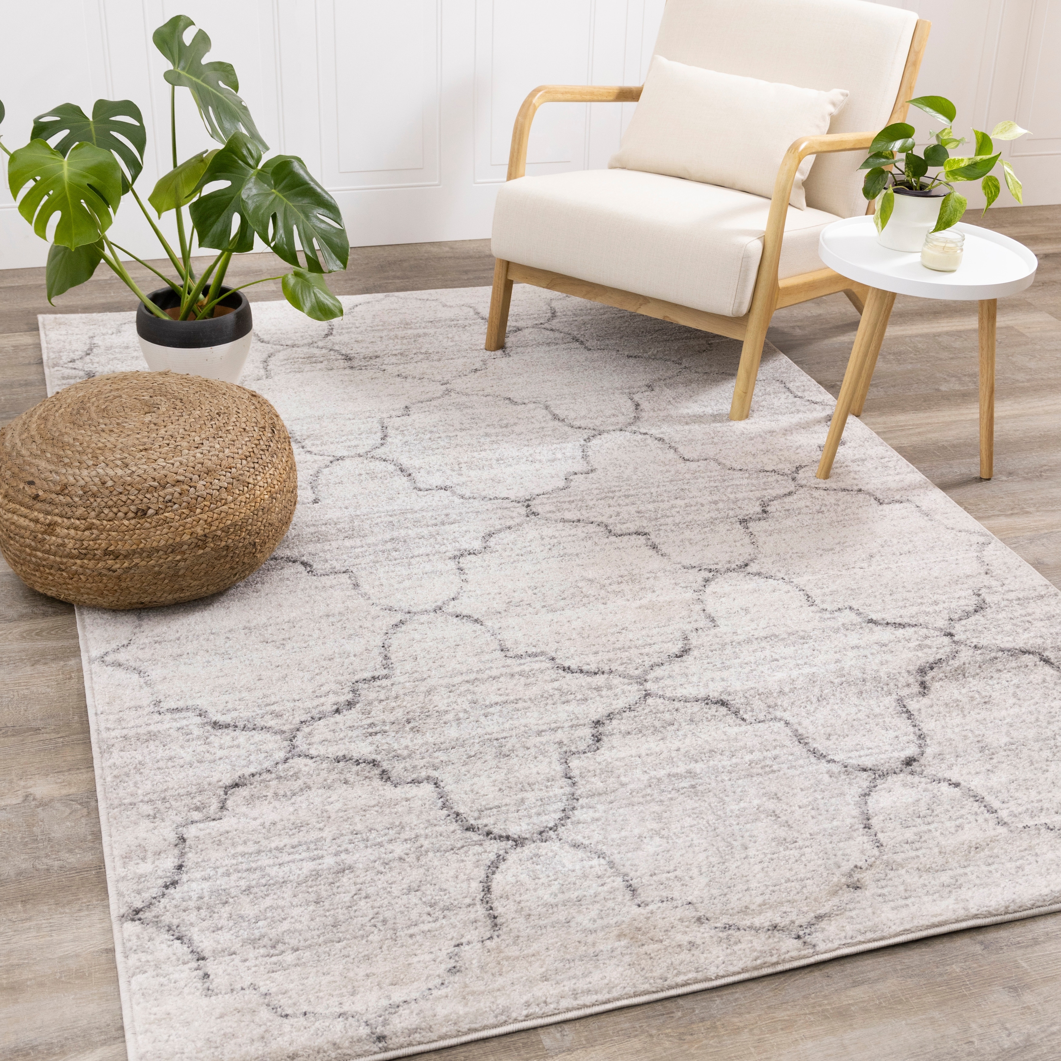 Flynn Collection - Grey/White Ogee Rug