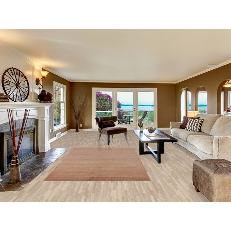 Tribal Gabbeh Oriental Area Rug Hand-Knotted Beige Wool Carpet - 5'2" x 8'2"