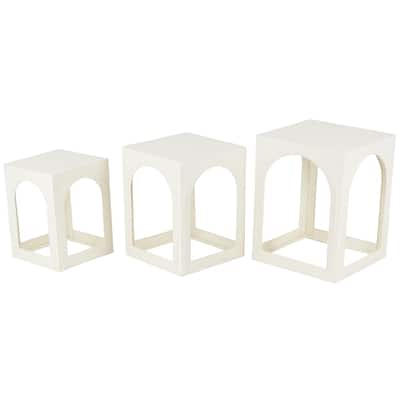 Metal Nested Accent Table with Arched Cutouts - Set of 3 White - Roche River Decor - 16"W x 16"L x 21"H