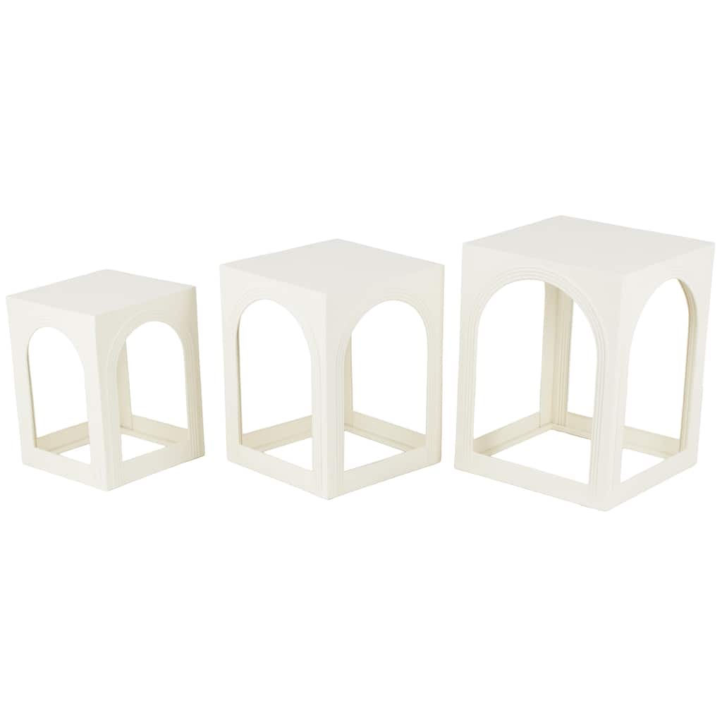 Metal Nested Accent Table with Arched Cutouts - Set of 3 White - Roche River Decor - 16"W x 16"L x 21"H