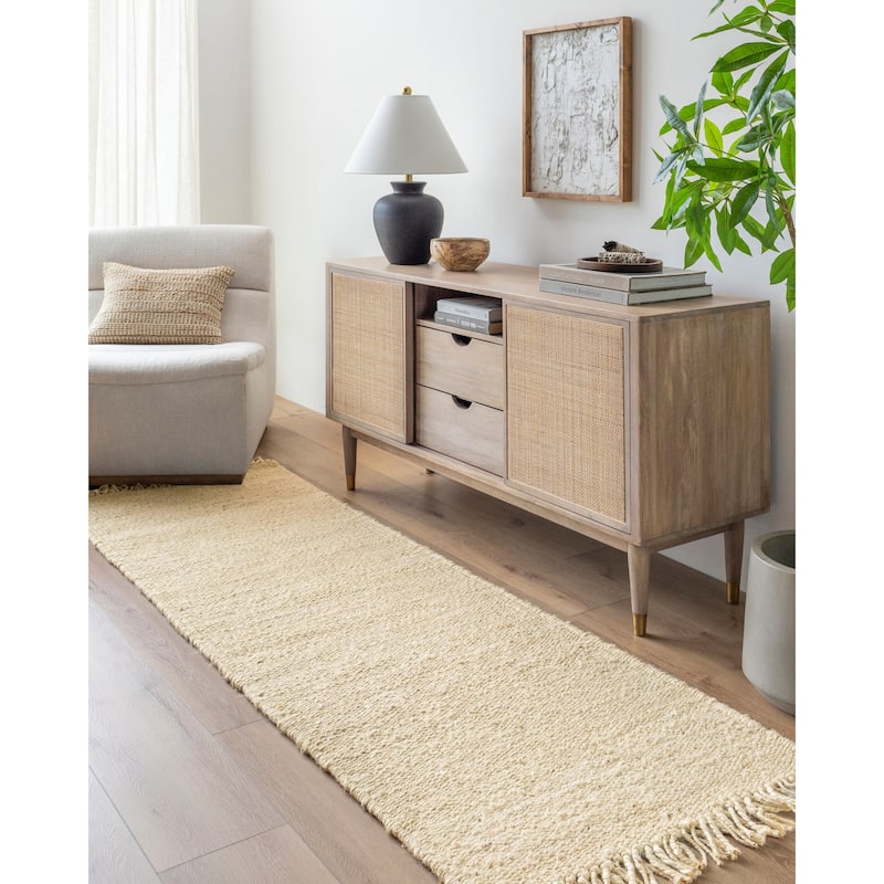 Livabliss Casual Jute Stripe Area Rug - 2'6" x 7'6" - Ivory - Runner