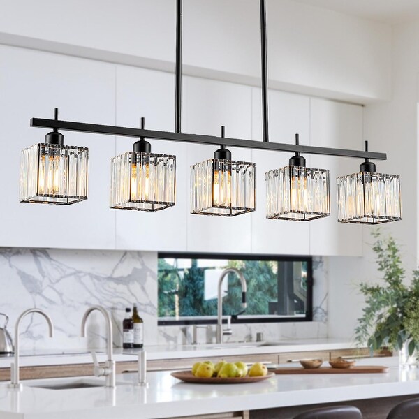 Starsky 5-Light 40in. Modern Glass Crystal Chandelier Cluster