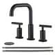 preview thumbnail 8 of 26, 3 Holes Bathroom Sink Faucet With Drain Assembly 8 Inch Widespread Bathroom Faucets 2 Handle Modern Lavatory Basin Vanity Taps Matte Black