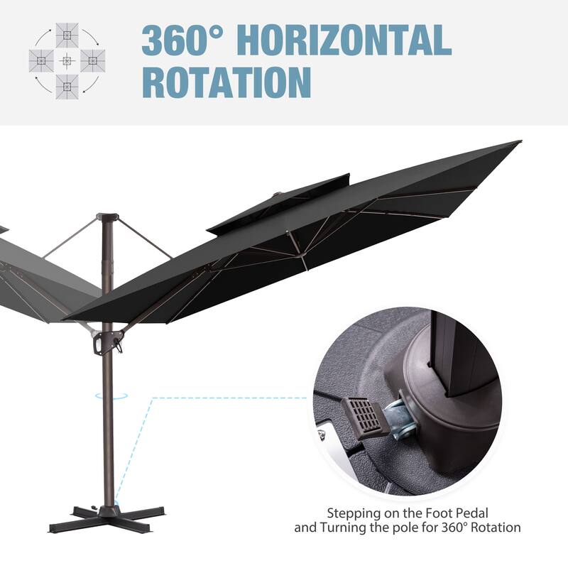 VredHom 10 X 10 ft Square Patio Cantilever-Offset Umbrella