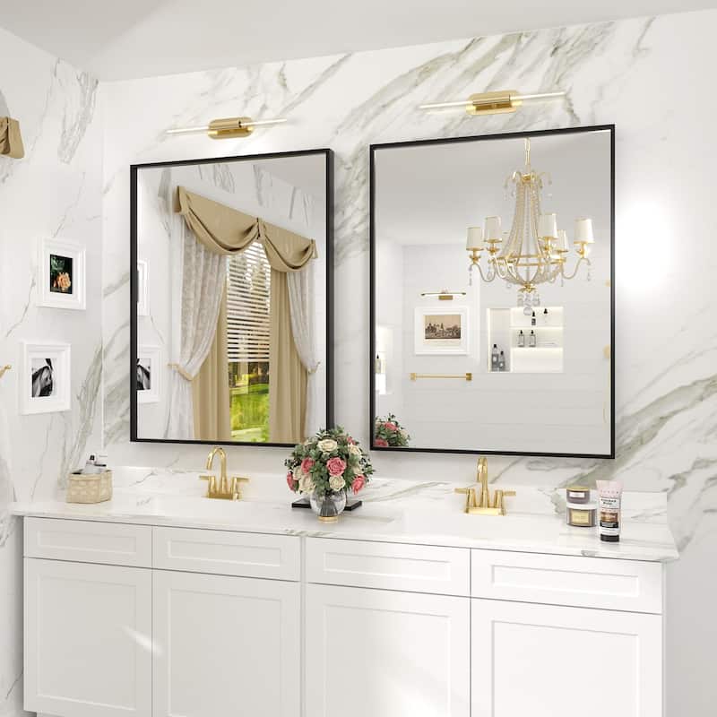 Aluminum Alloy Framed French Cleat Mounted Tempered Glass Wall Vanity Mirror