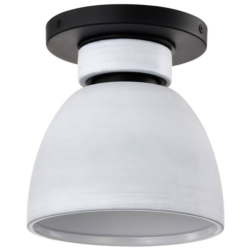 Collins - 8 Inch Flush Mount - with white Ceramic - Matte Black
