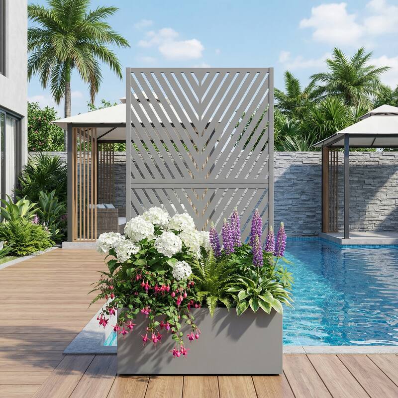 Raised Garden Bed Planter with Trellis Movable Planter Box with Lockable Wheels