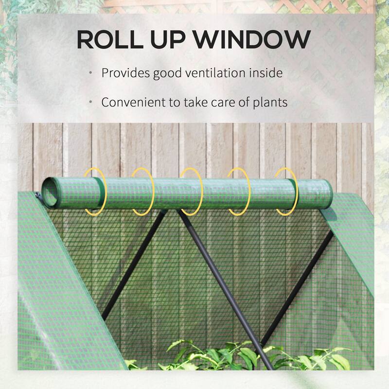 Galvanized Raised Garden Bed with Mini Greenhouse Cover, Outdoor Metal Planter Box with 2 Roll-Up Windows, 50" x 37.5" x 36.25"