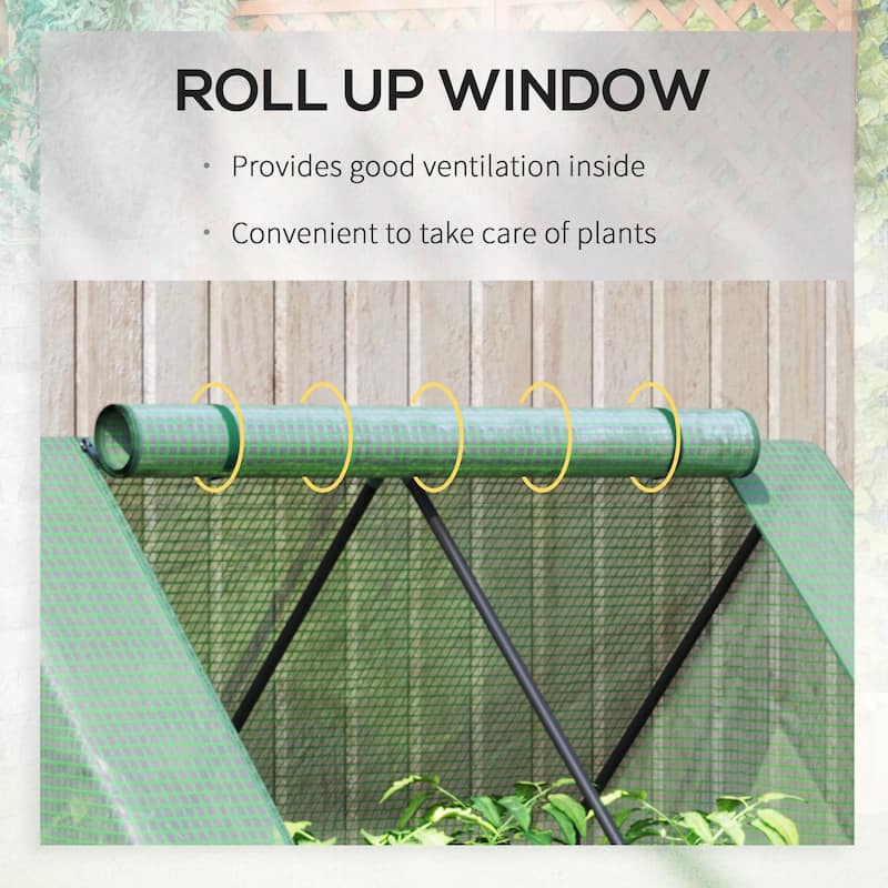 Outsunny Raised Steel Garden Bed with Greenhouse Cover - 50" L x 37.5" W x 36.25" H