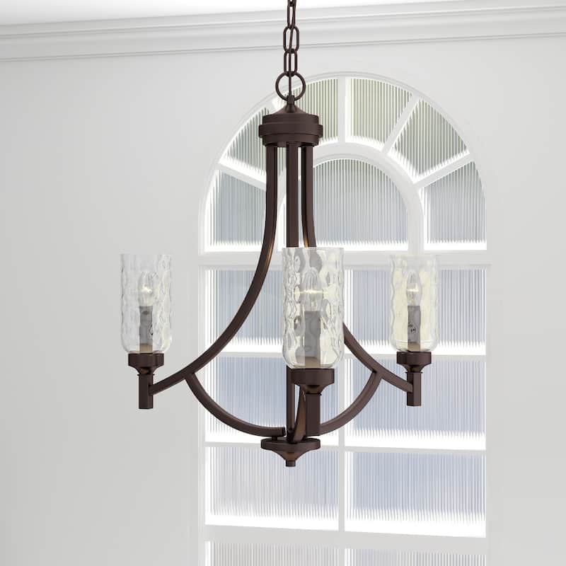 3-Light Aged Bronze Candle Chandelier - 21.93" x 77" x 21.93"
