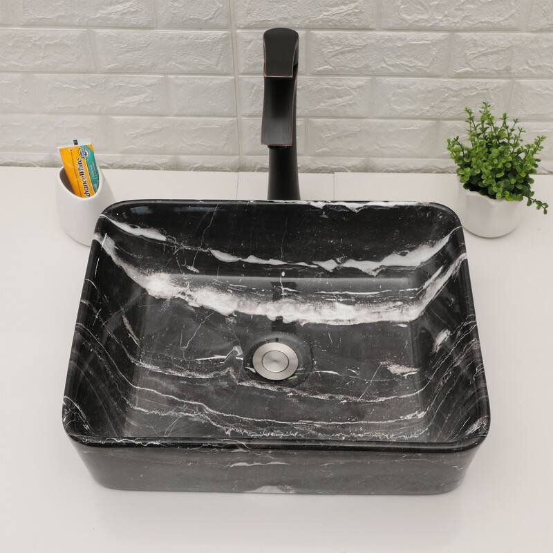 Lordear 19"x15" Rectangular Marble Ceramic Bathroom Vessel Sink