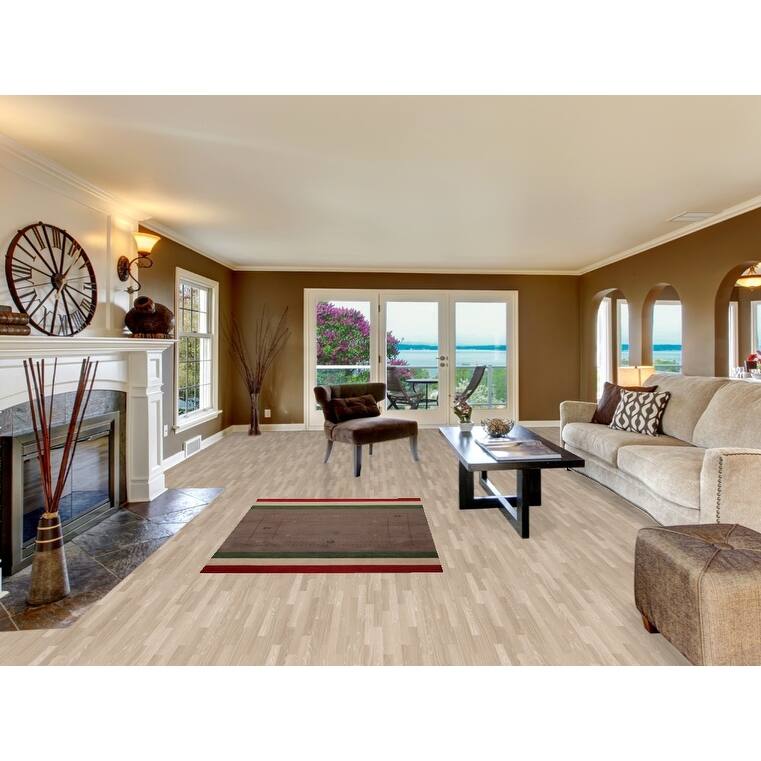 Brown Striped Gabbeh Oriental Accent Rug Handmade Wool Carpet - 3'11"x 5'7"