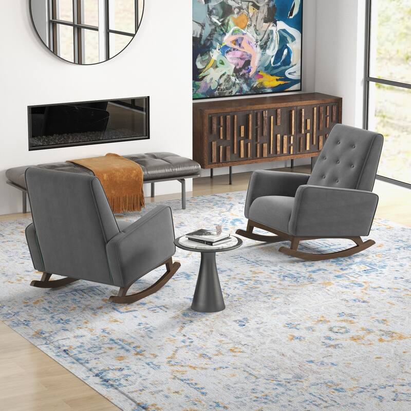 Werman Mid Century Pillow Back Linen Lounge Chair (Set of 2)