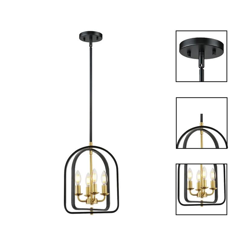 4 Light bulbs light black and gold light fixture metal pendant lights