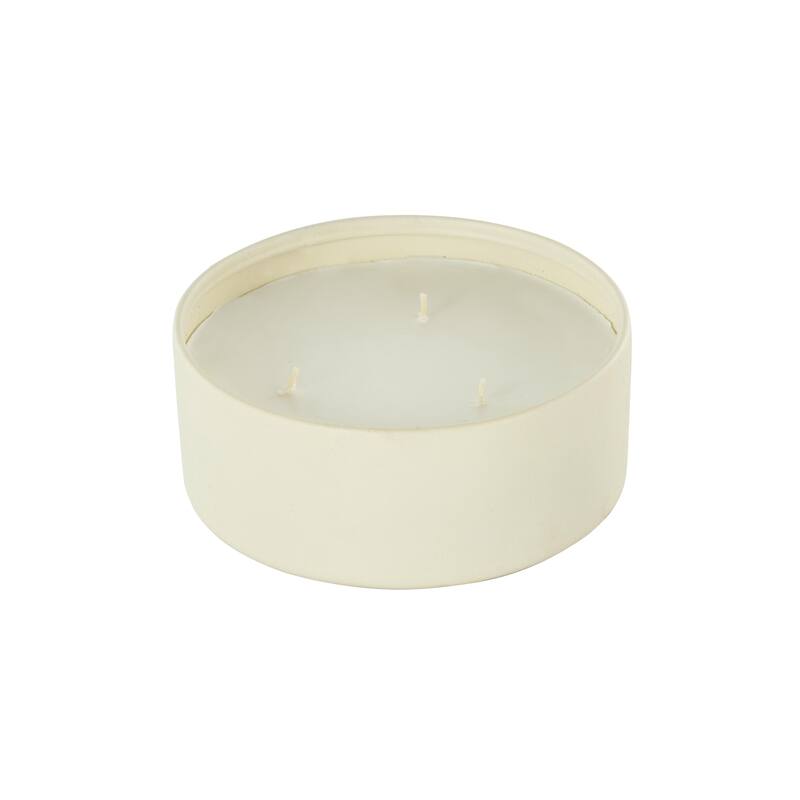 Beige, Black or Cream Metal Scented Textured 22oz 3 Wick Decorative Candle with White Wax