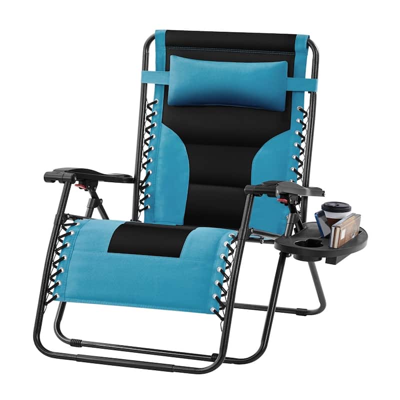 Yaheetech 29in Padded Outdoor Zero Gravity Chair Patio Lounge Camping Chair with Armrests and Pillow