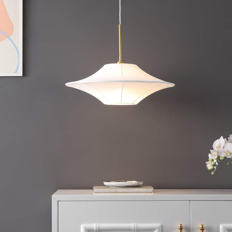 SAFAVIEH Lanai 20-inch Fabric & Metal Pendant - 20"W x 20"D x 75"H