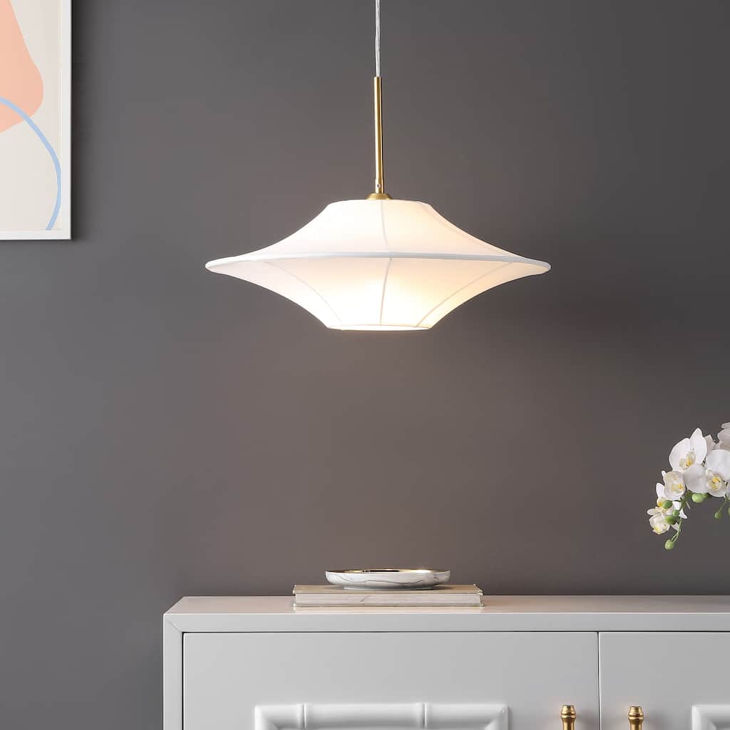 SAFAVIEH Lanai 20-inch Fabric & Metal Pendant - 20"W x 20"D x 75"H