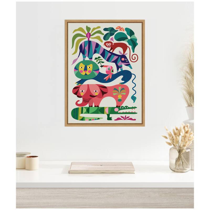 Kate and Laurel Sylvie Safari Animals Framed Canvas by Rachel Lee