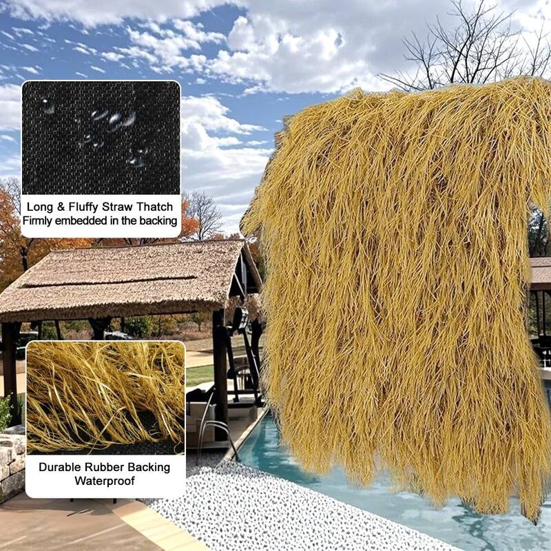 Agfabric Artificial Thatch Roof Roll,Fire-Resistant Synthetic Dry Grass
