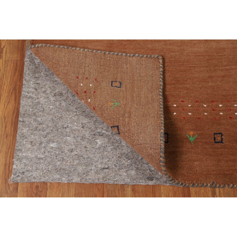 Brown Tribal Gabbeh Indian Rug Handmade Modern Wool Carpet - 4'0" x 5'10"