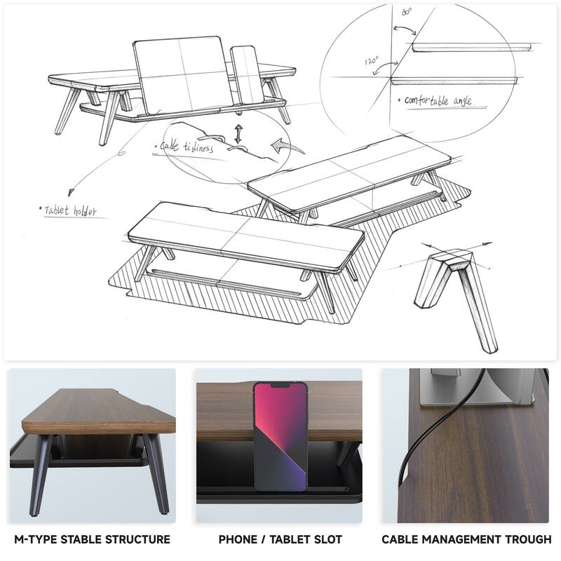 Fenge Monitor Stand, 23.6 Inch 2 Tiers Monitor Stands Riser