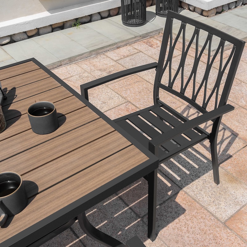 5-Piece Patio Outdoor Metal Dining Set with Umbrella Hole