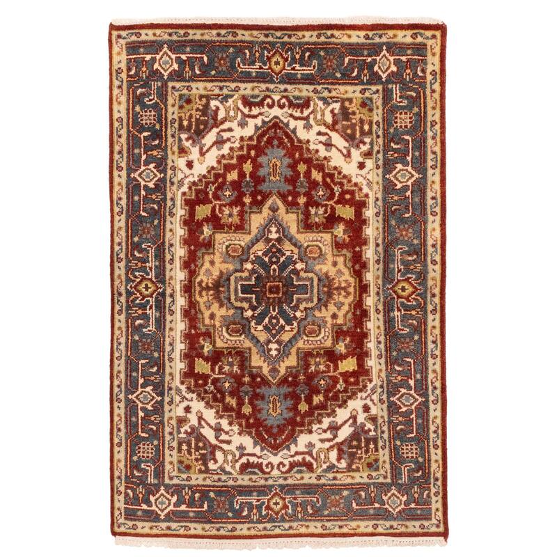 ECARPETGALLERY Hand-knotted Serapi Heritage Dark Red Wool Rug - 3'11 x 6'0