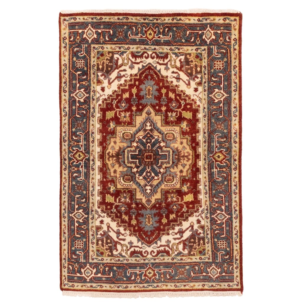 ECARPETGALLERY Hand-knotted Serapi Heritage Dark Red Wool Rug - 3'11 x 6'0