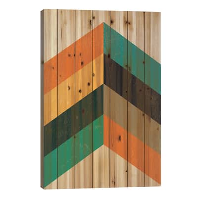 Mid Century Chevron Print Print On Wood by Nordic Print Studio - Multi-Color