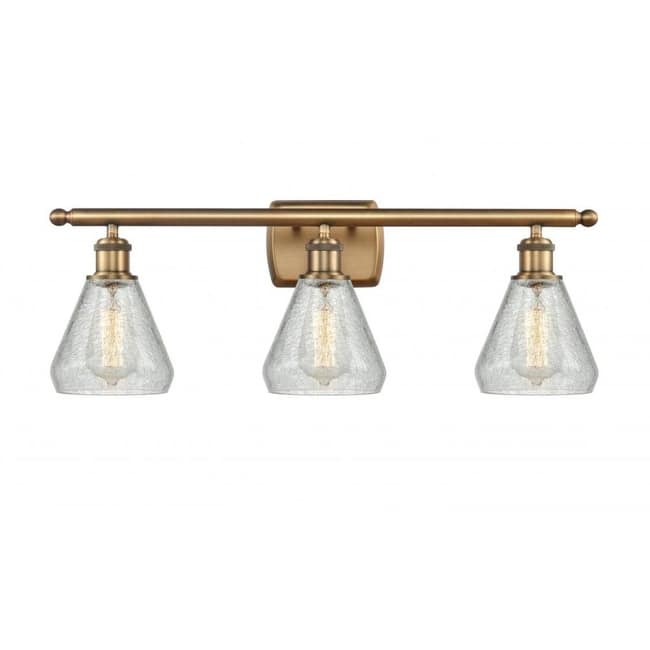 Innovations Lighting Conesus 3 Light 26" Wide Bathroom Vanity Light - Brushed Brass / Clear Crackle