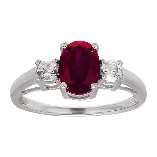 1 7/8 ct Created Ruby & White Sapphire Ring in Sterling Silver