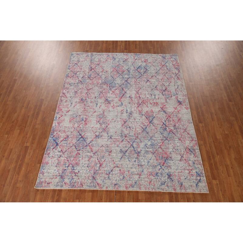 Trellis Abstract Modern Area Rug Handmade Wool Carpet - 8'0"x 10'0"