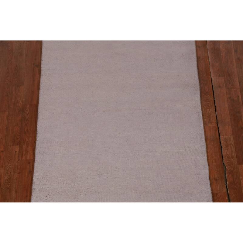 Hand Knotted Oriental 100% Wool Carpet Modern Solid Purples Gabbeh Runner Rug - 10' 0'' X 3' 3''