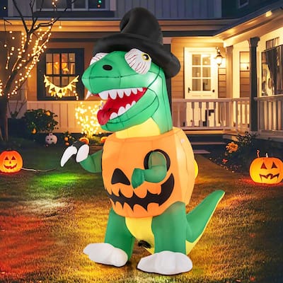 Costway 6 FT Inflatable Pumpkin Dinosaur with Built-in LED Lights & - See Details
