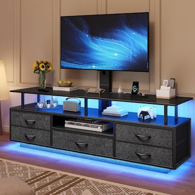 TV Stand with Mount 32/55/65/70 inch TVs Power Outlets Storage Entertainment Center