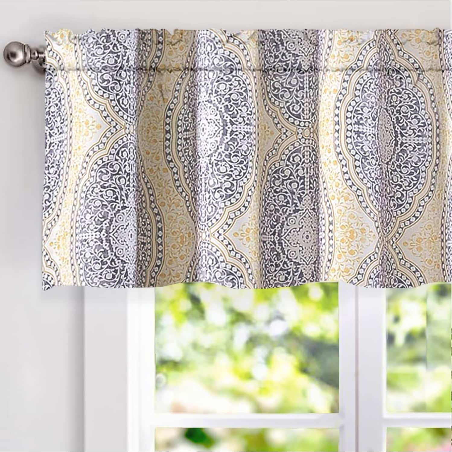 DriftAway Adrianne Pastel Damask Printed Window valance