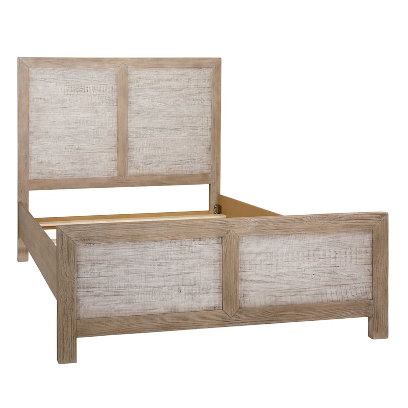Rowena Pine Wood Panel Bed, Light Gray - Queen