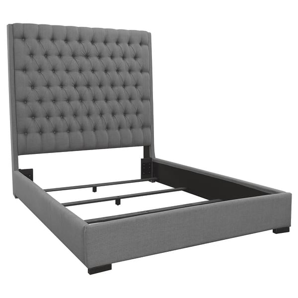 slide 2 of 26, Camille Transitional Upholstered Panel Bed Grey
