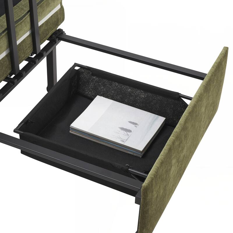 80" Extra Long Pull Out Sleeping Lounge with USB Charging, Storage Pockets and Box