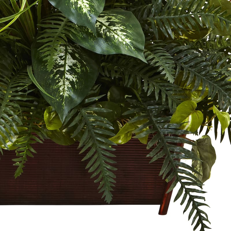 Tall Indoor Plant Arrangement with Planter - Cool Grass & Fern Decor - 37" Green Home Office Accent - 3ft.