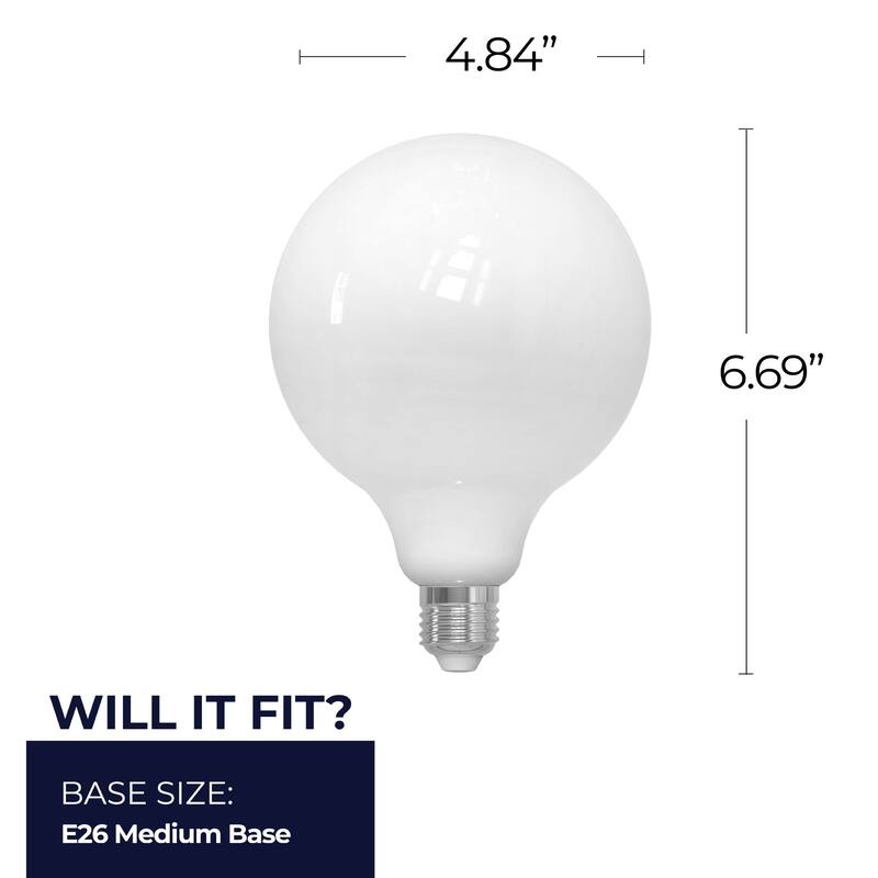 Bulbrite Pack of (2) 8.5 Watt Dimmable Filament G40 Medium (E26) LED Bulb