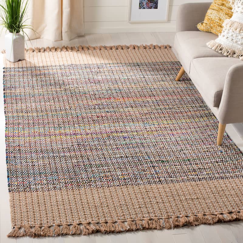 SAFAVIEH Handmade Flatweave Montauk Bylgja Casual Cotton Rug - 5' x 8' - Beige/Multi