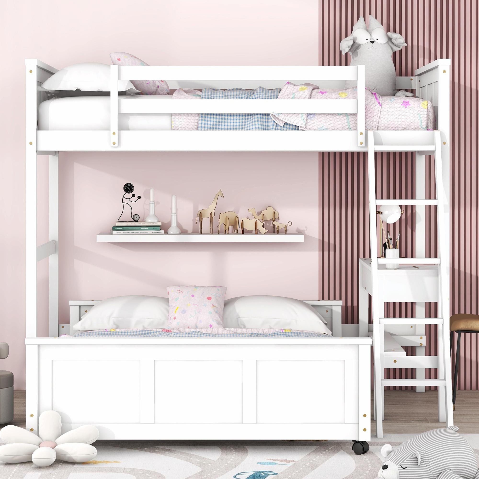Girls bunk bed with desk cheap