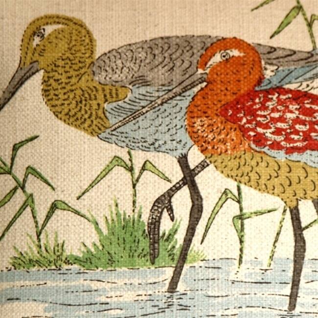 Wading Birds Cotton 20x20 Throw Pillow with Polyfill Insert