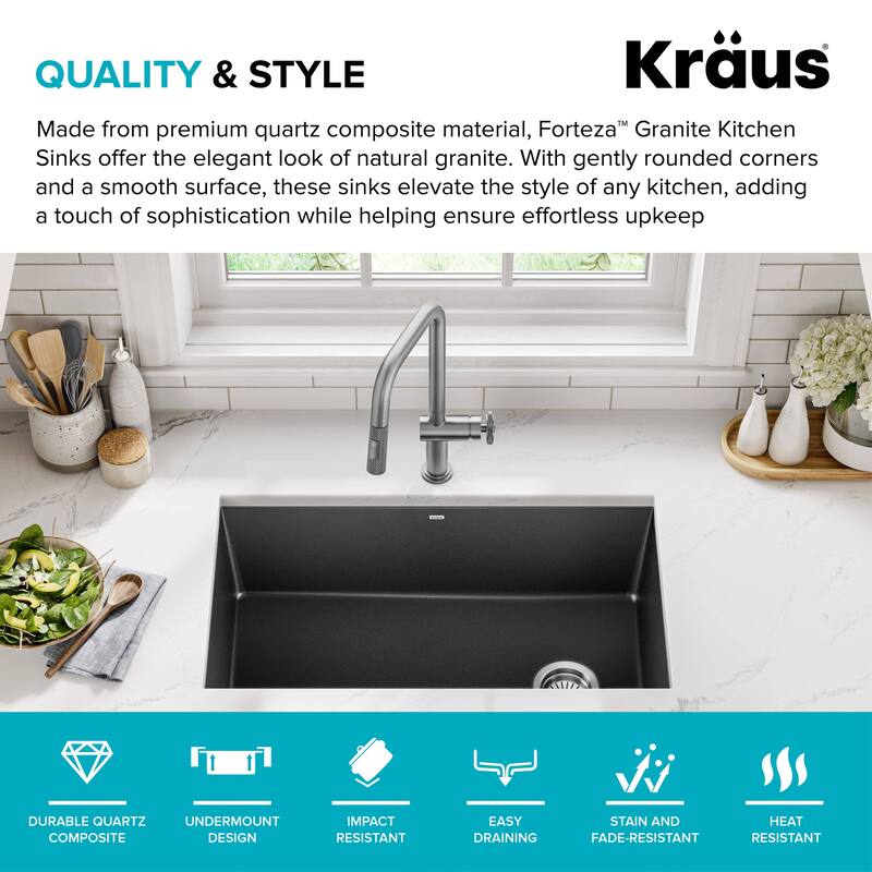 KRAUS Forteza Granite 32 inch 1-Bowl Undermount Kitchen Sink